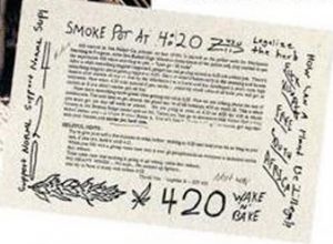 original 420 flyer freedom leaf cannabis news marijuana activism 4/20 four twenty history